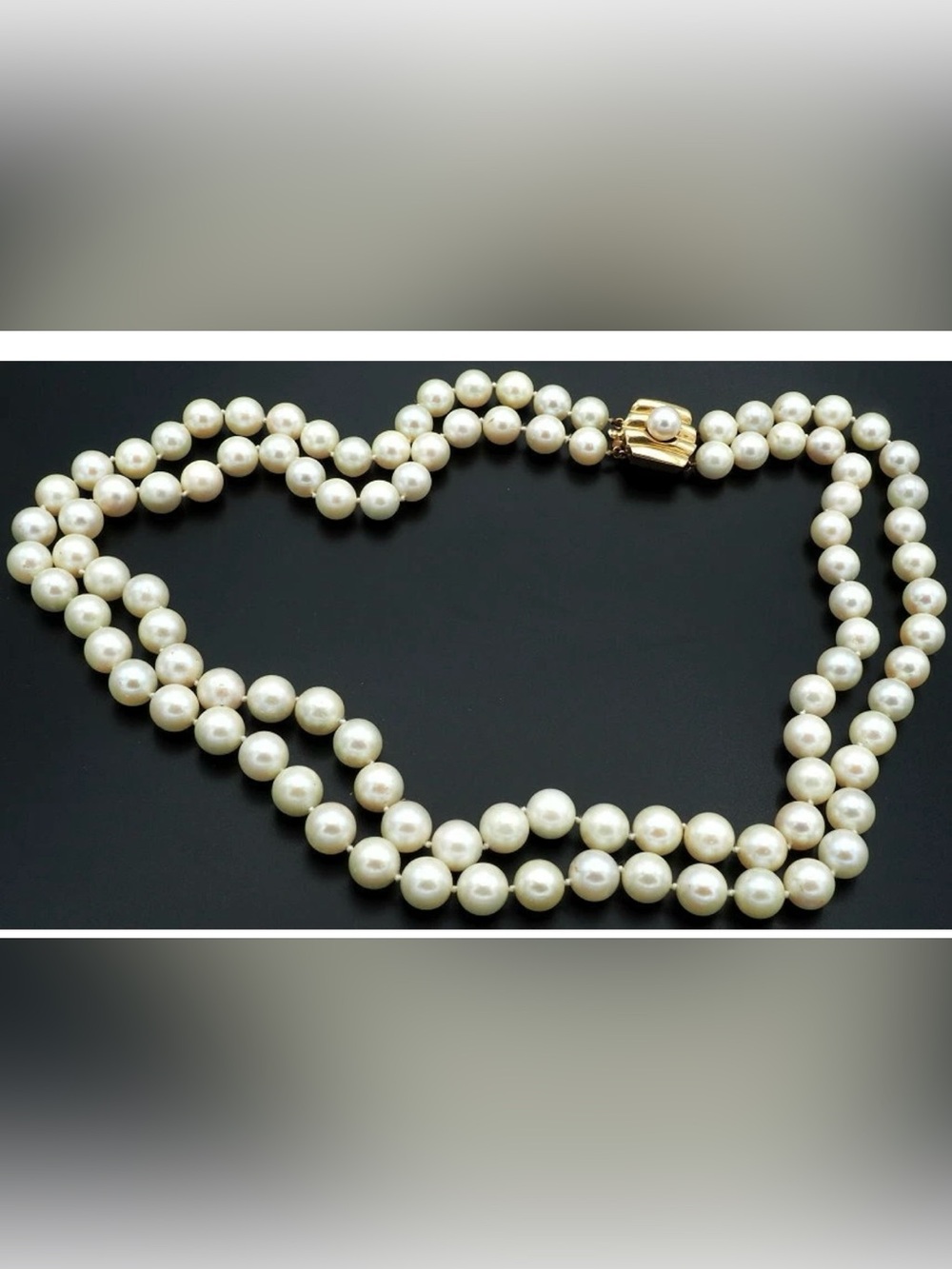 Estate Cultured Luxurious Peals 2 Strand Necklace, 101 8mm pearls 14K Gold Clasp